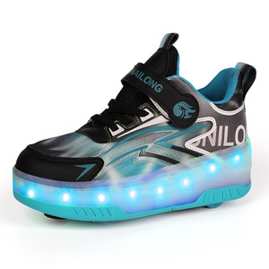 Chaussures de skate <span class=keywords><strong>pour</strong></span> filles, baskets de sport <span class=keywords><strong>pour</strong></span> enfants, freins rétractables invisibles à quatre roues, patins à <span class=keywords><strong>glace</strong></span> à deux roues lumineux - Product Image 2