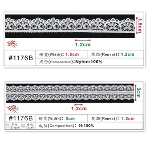 Stock 1.3cm Nylon Dentelle Fleur Couronne Blanc Noir DIY Handmade Girl Garment - Product Image 3