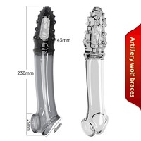 Nuevo Producto para Diversión Nocturna, Extensor de Pene Eléctrico, Funda Vibradora de Cristal con Anillo para Pene de Control Manual, Juguete Sexual para Parejas