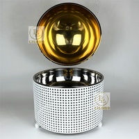Nouveau design – Plat de service en acier inoxydable 8L avec cadre perforé blanc et couvercle doré pour buffet d'hôtel, mariage, traiteur, chauffe-plats