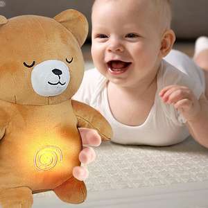 Musique Légère Apaisante Jouets Bébé Education Électrique Cartoon Lavable Animal en Peluche Respiration Ours Bébé Apaisant - Product Image 2