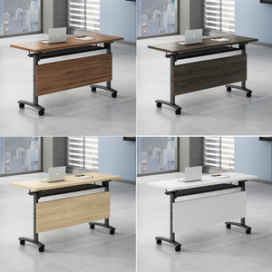 Flip Top <b>Folding</b> Training <b>Table</b> with Wheels Stackable Movable Conference Desk for School Use Iron 25mm Thickness - Product Image 2