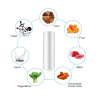 Rouleau de sacs en polyéthylène (PE) transparents de qualité alimentaire pour l'emballage continu sous vide des légumes et fruits, idéal pour les supermarchés et les épiceries.