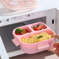Lonchera Infantil Cuadrada de Plástico, Diseño Animado, Ecológica, Hermética, Apta para Microondas, Portátil, con Asa