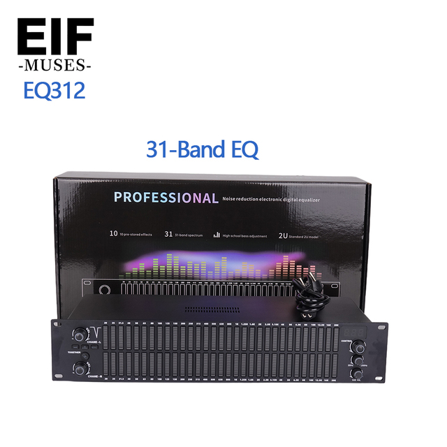 EIF 31 Band Graphic Equalizer EQ312 DSP Professional Audio Processor Voice Function Rack Mount Powder Coated Metal 30W Studio