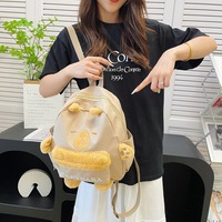 Sac à dos à bandoulière tendance en toile pour hommes et femmes, motif capybara de dessin animé, idéal pour l'école primaire