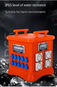 Caja de Distribución Tipo Maleta Amarilla Yuhe de 24 Vías con Múltiples Tomas, Interruptor Principal/Entrada de 63A, IP65, Bloqueable, Portátil con Asa - Product Image 2