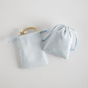 Wholesales Luxury Custom <b>Drawstring</b> Bag Small Velvet String Gift Bag with Logo Print Jewelry Dustproof Storage Bag - Product Image 4