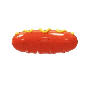 फ़ैक्टरी थोक हॉट डॉग सॉसेज आकार के स्क्वीकी कुत्ते के खिलौने, दांतों की सफ़ाई के लिए कुत्ते का चबाना खिलौना