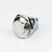Interrupteur à bouton-poussoir momentané de 16 mm, capot rond haut, coque métallique étanche, interrupteur à bouton-poussoir encastré avec bornes à vis