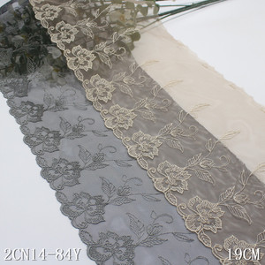 2024 mới 18cm màu xám thêu ren vải không đàn hồi biên giới vải tuyn ren <span class=keywords><strong>TRIM</strong></span> cho đồ lót - Product Image 1