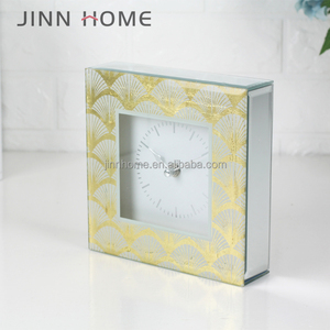 2018 Djinns de bureau À La Maison imprimé en soie de verre feuille d'or horloge - Product Image 2