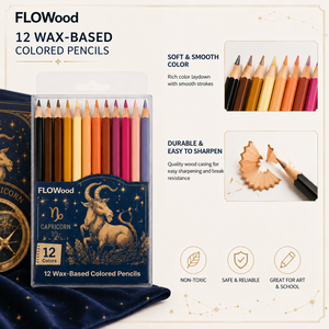 Juego de <span class=keywords><strong>12</strong></span> Lápices de Colores a Base de Cera FLOWood Capricorn, Serie Zodiac, Lápices de Dibujo para Arte y Bocetos, Transparentes - Product Image 4