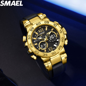 SMAEL 8106 Men's Sport Analog-Digital Quartz Watch with 5BAR Waterproof Chronograph <b>Alarm</b> <b>Stop</b> Watch Luminous PU Strap - Product Image 2