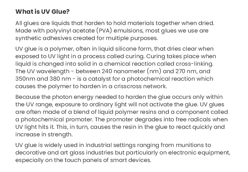 Free Sample Waterproof UV Cure Adhesive Glue for Glass