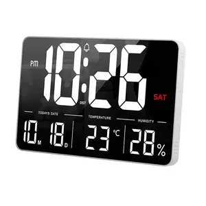 JCH LED Télécommande Horloge murale Réveil numérique pour la décoration intérieure