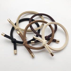 Elastici per <span class=keywords><strong>capelli</strong></span> beige moka a <span class=keywords><strong>strisce</strong></span> dritte con nodi e perline dorate, elastici per coda di cavallo da donna e ragazza, scrunchies. - Product Image 1