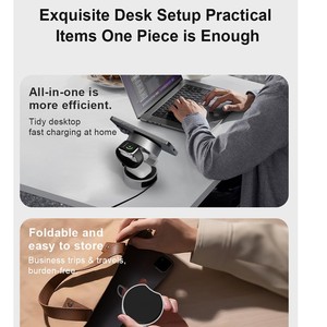 Accessoires pour gadgets intelligents, chargeur sans fil magnétique pliable 3 en 1 portable 15W à charge rapide <span class=keywords><strong>avec</strong></span> câble rétractable pour <span class=keywords><strong>iPhone</strong></span> - Product Image 5