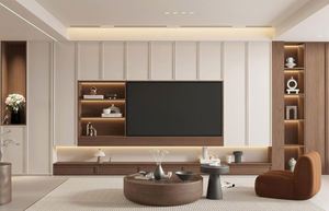 Muebles de sala de estar de diseño de lujo Mueble de TV de pared de grano de madera moderno - Product Image 5