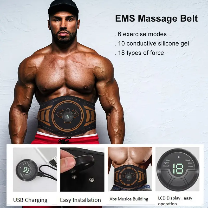 EMS Fat Burning Muscle Toner ABS stimulator Body Slimming Trainer EMS massage Belt