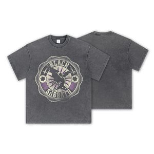 T-shirt Vintage Americana Retrò Lavata e Distressed, Stampa Trendy Black <span class=keywords><strong>Sabbath</strong></span>, Manica Corta, Stampa Digitale Diretta, Vestibilità Ampia - Product Image 4