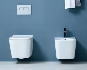 Back to Wall Badezimmer Keramik WC WC Set mit Waschbecken Waschbecken Chinesisch einteilig Hotel Sanitär aufgehängt Toilette Wand montiert