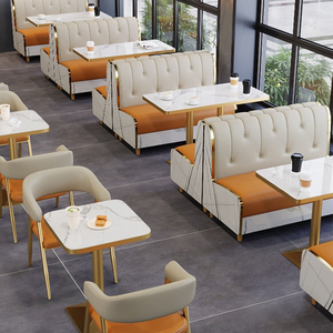 Ensemble de mobilier de restaurant de style moderne pour hôtels, cafés, bars et zones de repos, comprenant table de salle à manger, chaise, canapé et combinaison de sièges. - Product Image 1