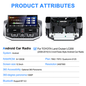 วิทยุติดรถยนต์ Navihua ดีไซน์ใหม่ ขนาด 12.3 นิ้ว ระบบ Android พร้อม GPS DSP เครื่องเสียงติดรถยนต์มัลติมีเดีย รองรับ Carplay สำหรับรถยนต์ Toyota Land Cruiser LC200 ปี 2008-2015 - Product Image 6
