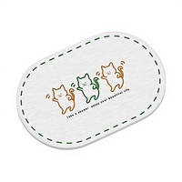 Tapis de sol carré antidérapant en boue de diatomée blanche imprimée, motif animal de dessin animé, pour salle de bain et toilettes