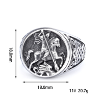 Saint George Bague En Acier Inoxydable Hommes Unique Chevalière Pour Hommes Antique St George et le Dragon Souverain Anneaux Bijoux Cadeaux