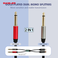 Cable de Audio Y-Splitter 2 en 1 de 5FT con Conectores Lightning y USB-C a TS de 6.35mm, Pin Chapado en Oro, para Escenario, Conciertos, DJ