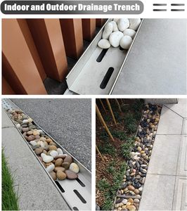 Système de drainage en tranchée argentée pour l'<span class=keywords><strong>extérieur</strong></span>, plaque de <span class=keywords><strong>grille</strong></span> en métal pour allée, douche en béton et gouttière pour sol - Product Image 2