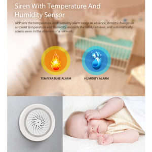 TY-192 Capteur d'alarme sirène WiFi Tuya avec capteur de température et d'humidité, prise en charge de l'alimentation par câble USB, compatible avec Echo Google Home - Product Image 3