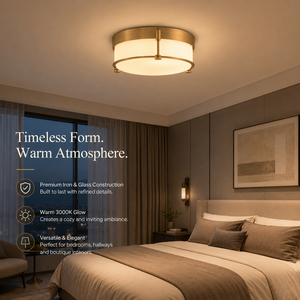 Plafonnier LED moderne en fer bronze industriel avec abat-jour en verre givré, lumière blanc chaud 3000K pour chambre à coucher et salon - Product Image 3