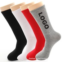 Chaussettes de sport professionnelles anti-friction à motif de lettres avec logo personnalisé - Coton peigné, longues, couleur unie, pour la course à pied
