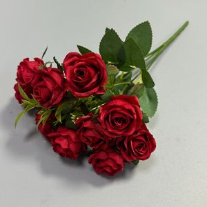 Ramo de Flores Artificiales de Fábrica, 10 Cabezas de Flores Pequeñas de Seda con Hoja de <span class=keywords><strong>Eucalipto</strong></span>, Rosa Blanca, Decoración para el Hogar, Oficina, Boda - Product Image 6