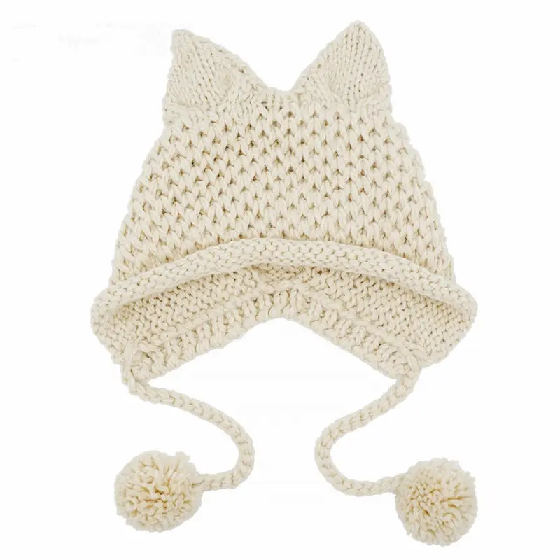 Women's Hats In Winter Handmade Knitting Bonnets for Women Designer Caps Knit Braided Cat Ears Crochet Warmer Beanie Hats