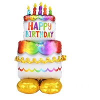 Ballon en aluminium noir en forme d'étoile pour montage DIY, ballon Joyeux Anniversaire pour décoration de fête