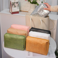 Sac cosmétique en papier Tyvek écologique réutilisable avec fermeture éclair et logo personnalisé, grande capacité, sac de rangement portable, pochette multifonctionnelle ultra-légère