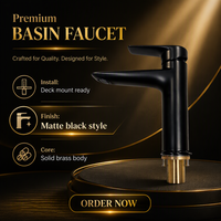 Keran Wastafel Kamar Mandi Modern Warna Hitam Doff, Tuas Tunggal, Bahan Tembaga, Pemasangan di Atas Meja, Mini Tap, Mixer Air Panas/Dingin, Aerator, Sensor Sentuh