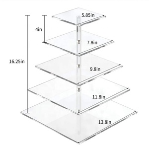 Support à gâteau carré moderne en acrylique à 5 niveaux, finition polonaise de 3 à 4mm d'épaisseur pour les fêtes d'anniversaire et les vacances - Product Image 2