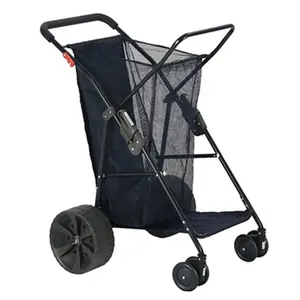 Big Capacity Mesh Garden Beach Tool Shopping Trolley Camping Folding Cart with Swivel