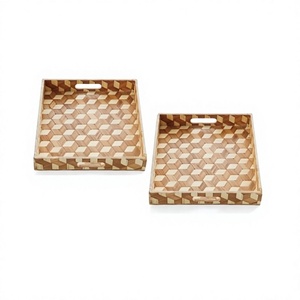 Ensemble de 2 plateaux à café et à thé en bois faits à la main, taille et forme personnalisées, plateau pour chocolats et bonbons par Home Arts - Product Image 1