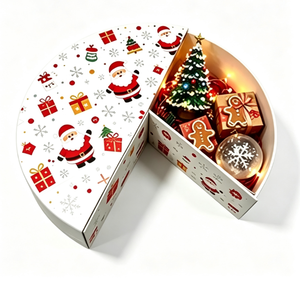 Boîte à tiroir ronde personnalisée en carton premium pour œuvres d'art de Noël, structure facile à ouvrir pour bonbons, décorations, bijoux, boîte à tiroir demi-ronde - Product Image 1