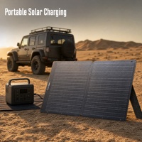 Station d'alimentation portable 1800W + Kit de panneaux solaires pliables 100W/200W/600W - Alimentation hors réseau pour le camping, la pêche et les voyages en voiture