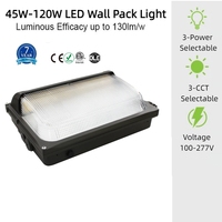 Applique murale LED IP65 avec garantie de 7 ans, 45W 120W, avec capteur de lumière, lentille en verre en option, montage mural pour cour, porte, rue