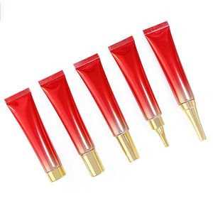20ml สีแดงทองอลูมิเนียมพลาสติกเครื่องสำอางท่อของเหลวครีมครีมกันแดดครีมอายครีม