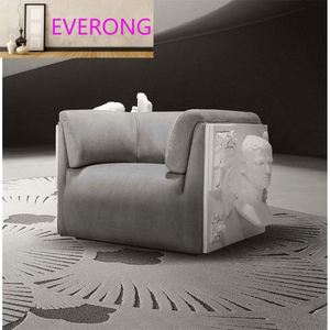 Set di Divani di Design Italiano di Alta Gamma con Struttura in Legno Massello, Poltrona Singola Moderna in Tessuto Nabuk, Arredamento di Lusso per Soggiorno - Product Image 3