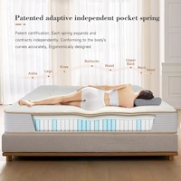 Matelas double ergonomique hybride à ressorts ensachés de haute qualité, moderne et compressé, vente en gros Chine