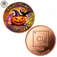 Pièce de collection d'Halloween en cuivre pur 999 de 1 once, imprimée en couleur 2D sur mesure, motif citrouille pour la fête de la Toussaint, vente en gros